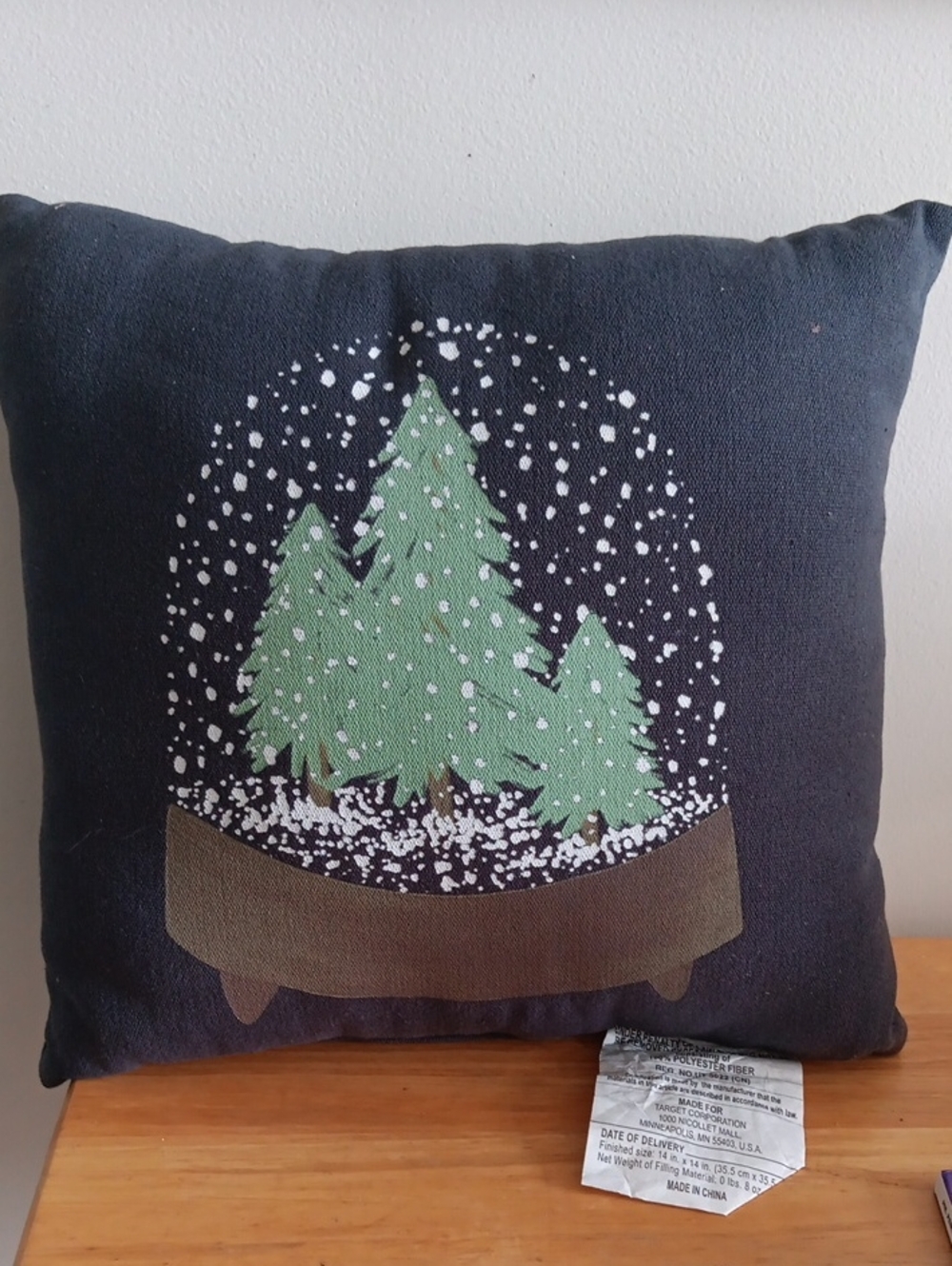 Pillow Holiaday Style with Snow Globe